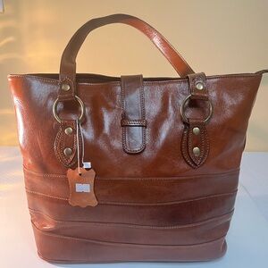 Handmade Moroccan Brown Leather Shoulder Everyday Bag Boho Artisan Luxury  NWT